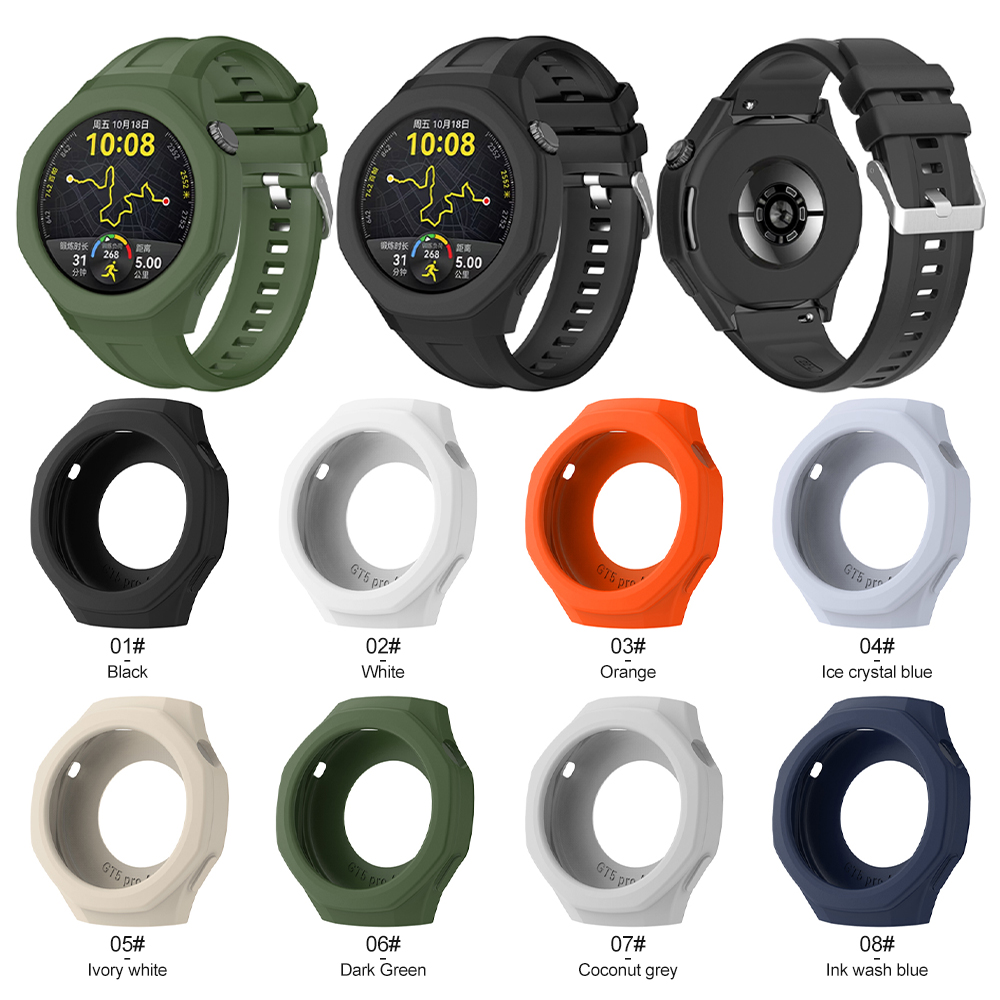 Eraysun Silicone Case Waterproof for Huawei Watch GT5 Pro 46mm Protector Frame Protective Case Smart Watch Case
