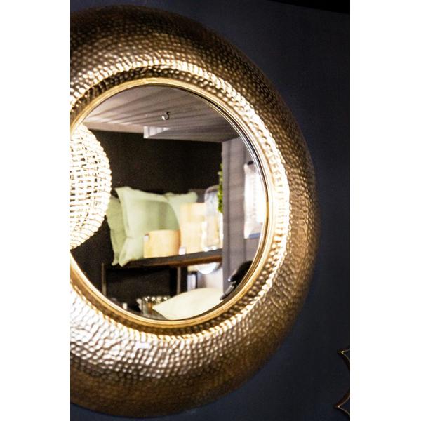 Custom Gold Hammered Scalloped Round Mirror For Hotel Villa Rooms
