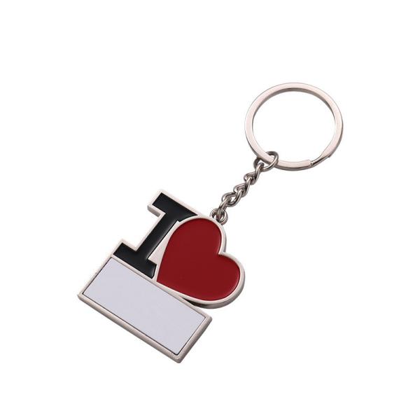 Metal Blank Sublimation Keychain I LOVE Heart DIY Printed Photo Keychain Pendant