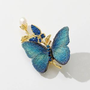 ピン 閉じる 永続的な 青い蝶 宝石 珍珠 金 詳細 婚礼 プレゼント 日常 グラム