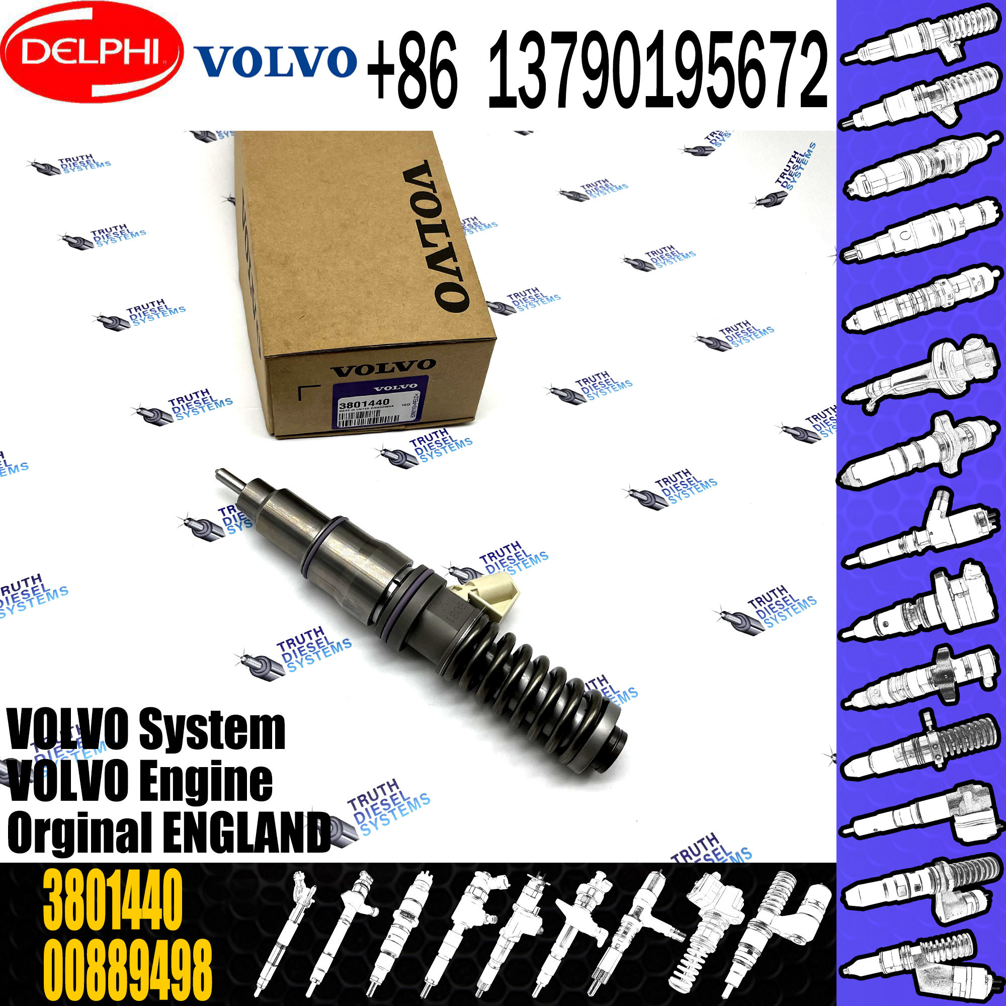 Новый инжектор дизельного топлива 3801368 BEBE4D30001 3801368 TAD1340VE 21379931 для VOL.-vo Ручк-животиков MD13 BEBE4D27001 3803655 38014