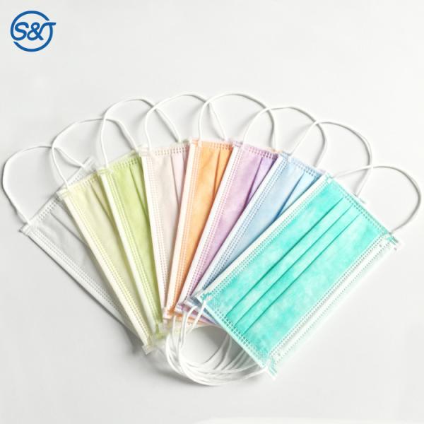 Wholesale non-woven 3 layers disposable ear loop custom color mask black pink colorful surgical face mask