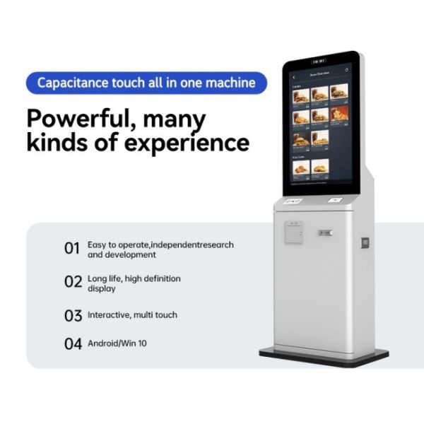 43 Inch Android Automatic Touch Screen Restaurant Self Ordering Machine With Scanner and Printer