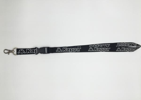 Kappa Black White Color Custom Woven Lanyards For Any Company Logo