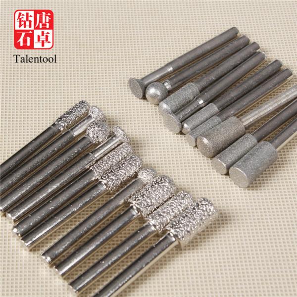 Flat Head Stone Cutting Diamond Burr Drill Bits , High Precision Diamond Cut Burr