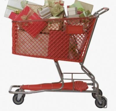 Convenient Supermarket Shopping Trolley Plastic Grocery Carts Unfolding Style