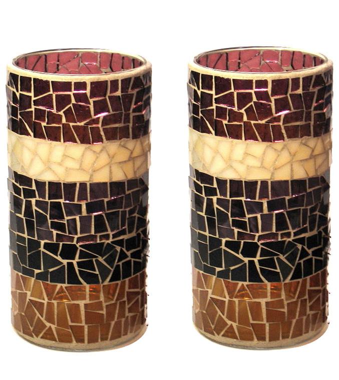 Mosaic Glass Votive Candle Holders