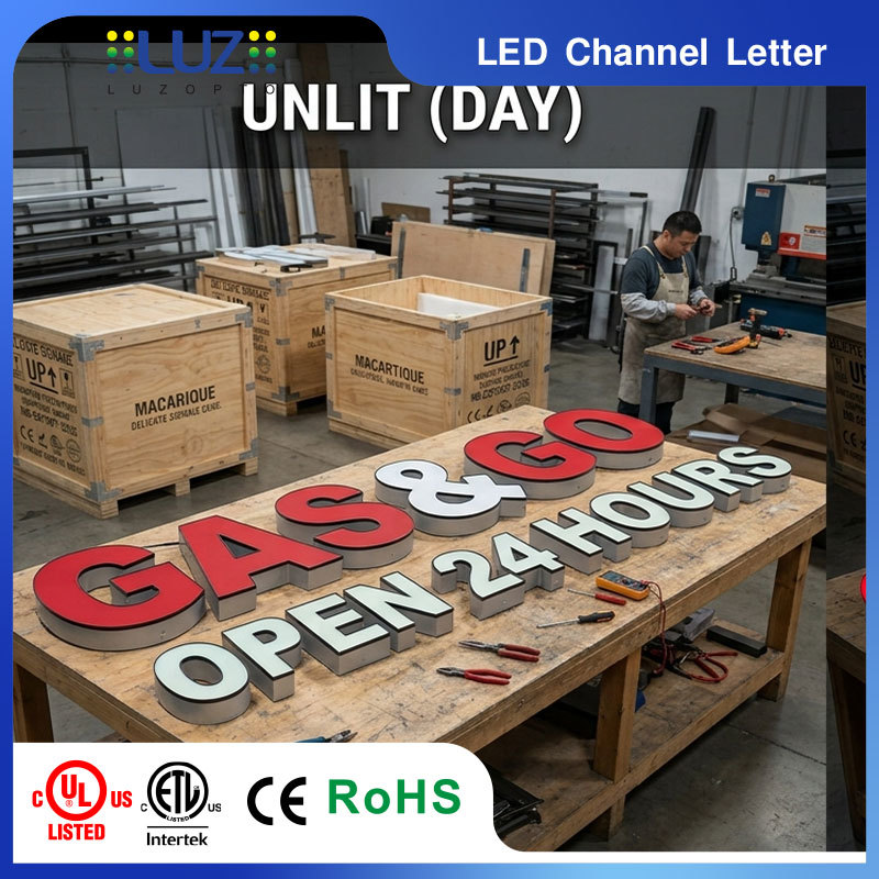 Anti UV Yellowing Resistant Acrylic Face High Output Brightness Channel Letter For Petrol Gas Station