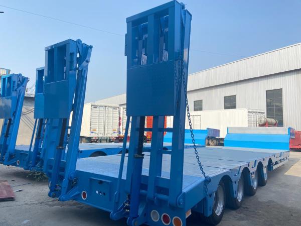 4-Axle 60-100tons Platform Stake Gooseneck Flatbed Low Loader Semi Trailer with 12 Tires