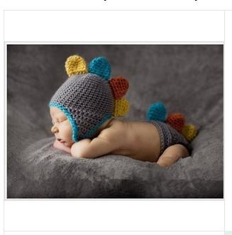 newborn baby Dinosaur Baby Photography Prop Crochet Hats beanie set costume diaper cover