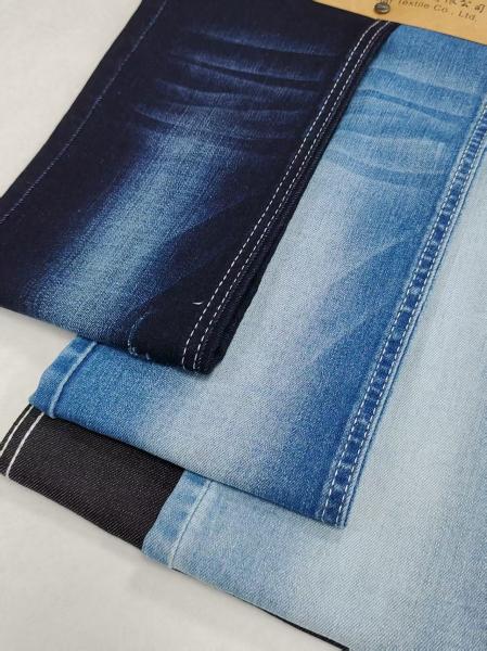85% de algodón 13% de poliéster 2% de spandex Siro Yarn Cross Slub 10S DARK INDIGO Tejido de denim JSD3298 Para pantalones vaqueros o chaqueta