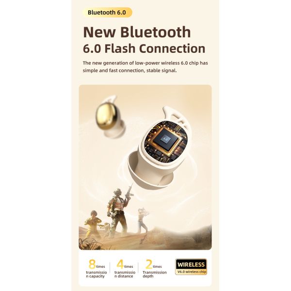 Bluetooth 6.0 Wireless Earbuds with Vibration Massage Function and Skin-Friendly Material for Comfortable Use