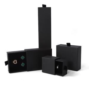 Boîte à bijoux rectangulaire écologique en papier carré rose avec tiroir