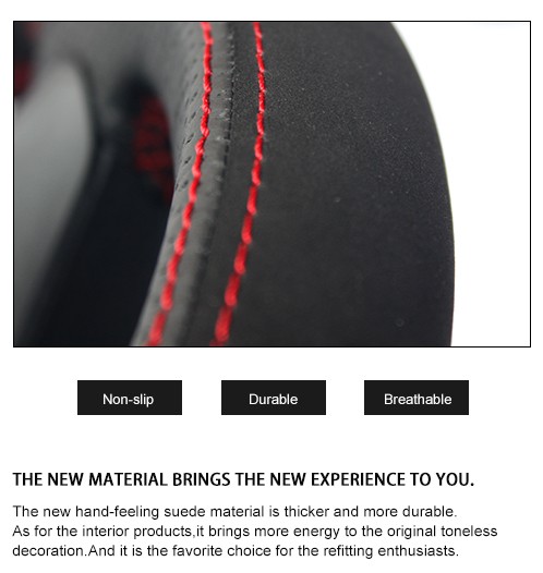 Hand Stitching Suede Steering Wheel Cover for Mitsubishi Pajero 2007-2014 Mitsubishi Galant 2008-2012