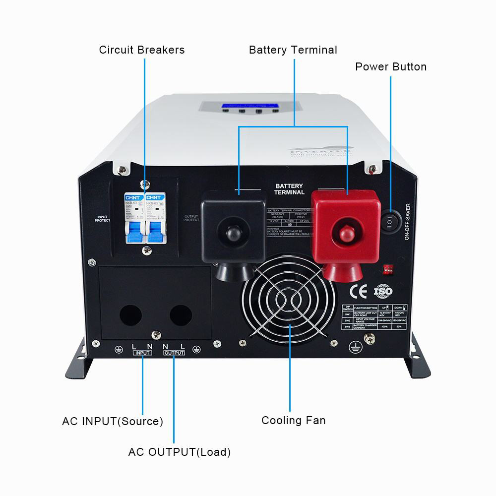 UL 500w 1000w 1200w 2000 Вт Солнечный инвертор Чистый силовой инвертор 12v 220v