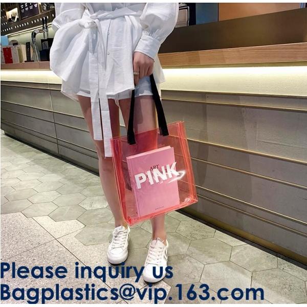 Clear Shopping Bag PVC Handbag Fashion Big Bags Jelly Package Large Transparent Tote Bag Shoulder Bag Leisure Beach Bag