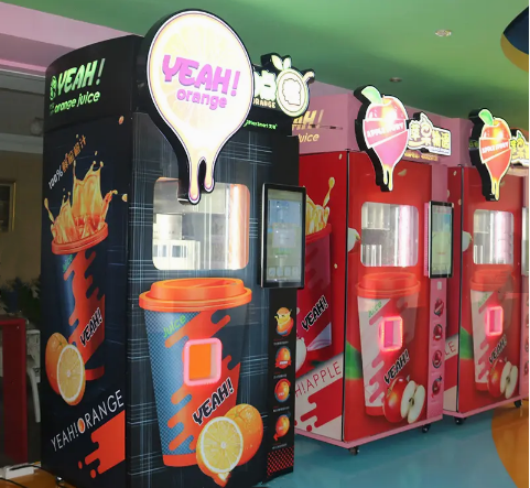 Automated Orange Fresh Vending Machine Cold Press CE Approved