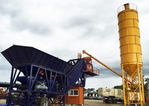 Mobile Ready Mix Portable Concrete Mixer Batching Plants Fully Automatic Control