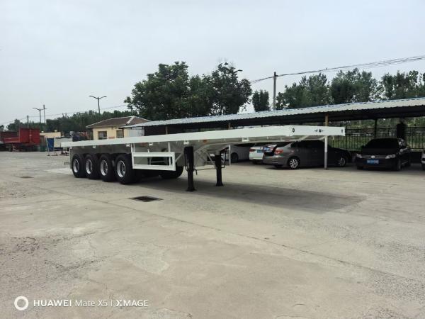 4 Axle Flatbed Container Transport Semi Trailer With Fuwa / BPW Axle And 16 Tire Number