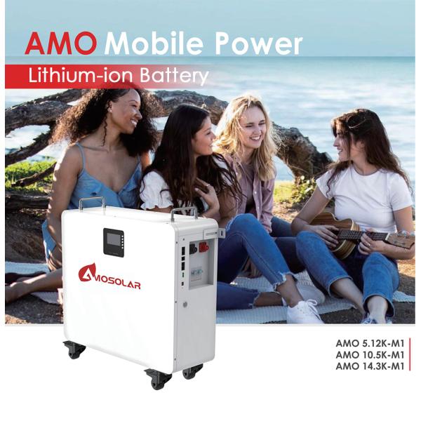 Мобильная литийная батарея Amosolar 48V для бытового использования 5kWh/10kWh LFP для хранения солнечной энергии