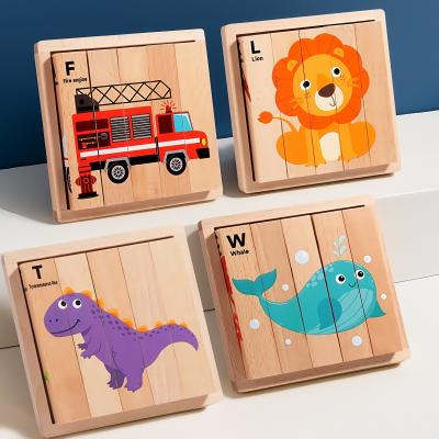 New Wooden Montessori 4 in 1 Animal Block Puzzle Toy Preschool Educational Toys Fine Motor Developmental for Baby Boys Girls
