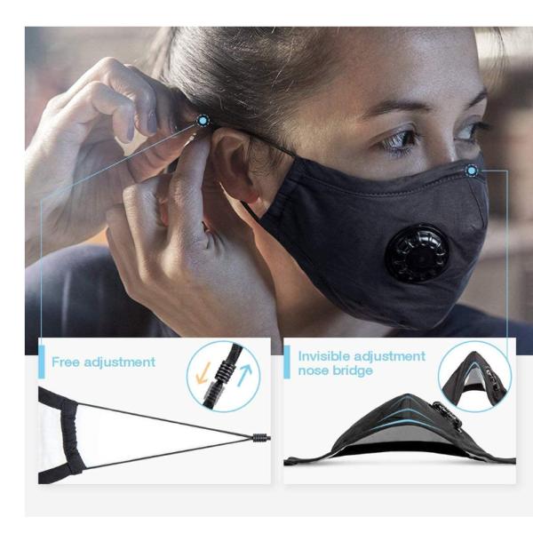 Black Reusable N95 Respirator Mask Personal Protective Surgical Dust Mask