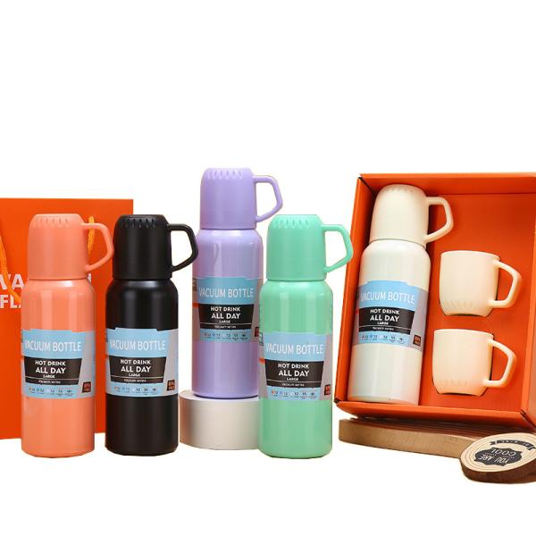 304 Stainless Steel Vacuum Insulated Bottle Set for Business Gift Box 3 Lids Included