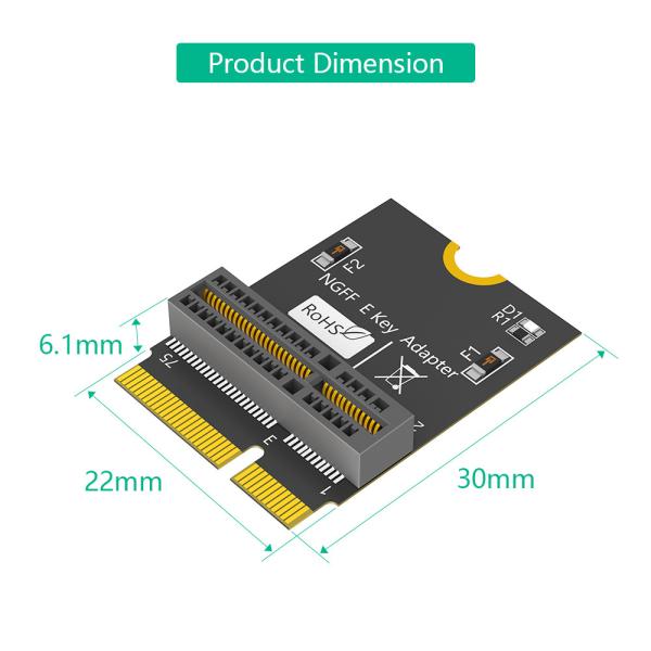 NGFF E-key Adapter For AX200/201/210 WiFi Card Desktop M.2 NGFF To NGFF 90 Degree Vertical Installation Wide 22mm Tall 6.1mm