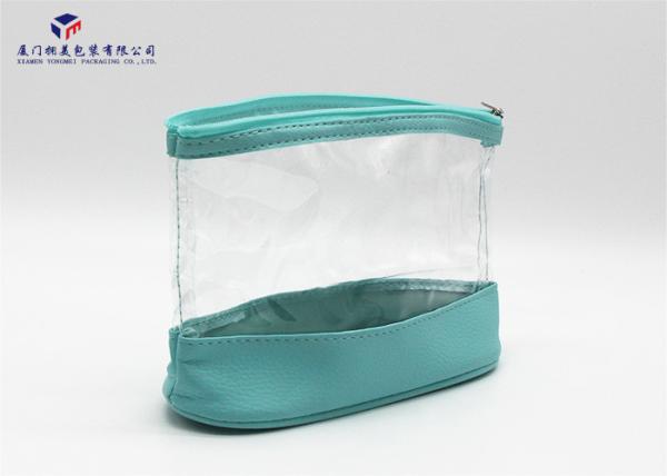 Bath Set Leather Cosmetic Bag Super Clear PVC Body Top Zipper 19.5X6.5X12.5cm