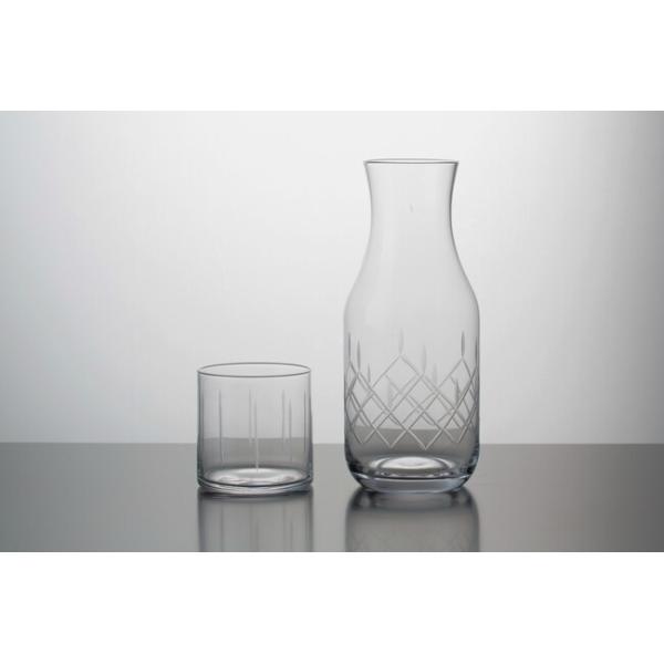Hand Blown 30 Ounce Glass Water Pitcher Lead Free Engraved Bedside Carafe With Cup