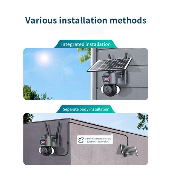 WiFi IP Network Solar Panel Security Camera HD 4MP 4G For Outdoor