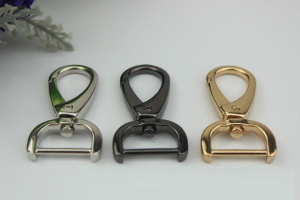 Durable nickel free 3 color zinc alloy metal 20 mm eye bolt d ring snap hook for handbag