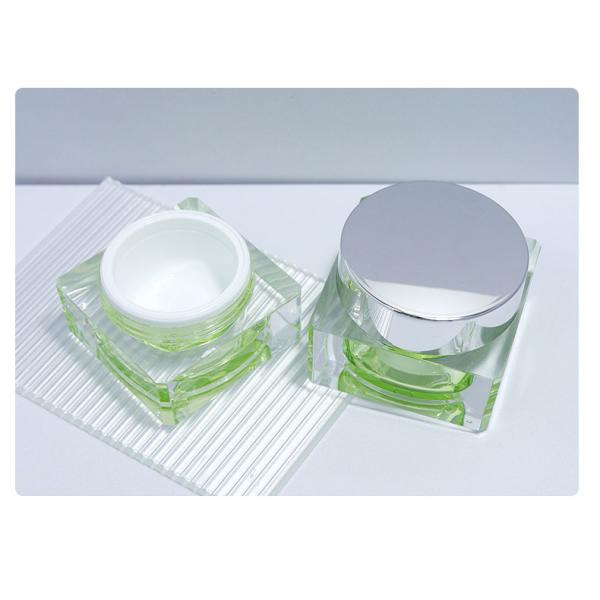 15g 30g 50g Square Cosmetic Jars Green Clear Acrylic Jars Luxury For Face Cream