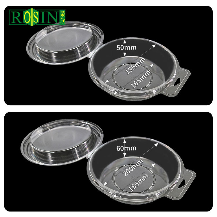 ODM Round Clear PET Air Fryer Parchment Paper Tray Plastic Container with Lid