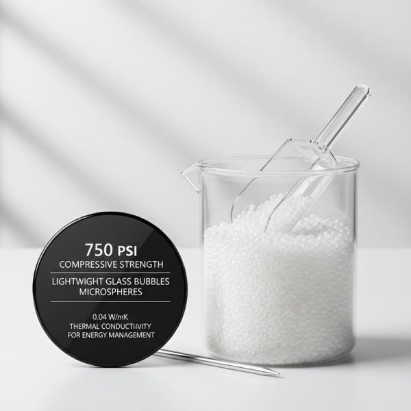 750 Psi Compressive Strength Lightweight Glass Bubbles Microspheres with 0.04 W/mK Thermal Conductivity for Energy Management