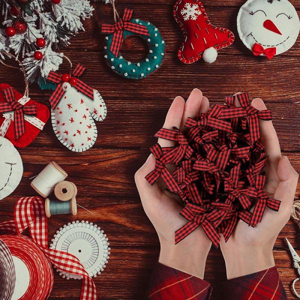 Ribbon Bow Style Mini Gingham 4*4cm Craft Ribbon Bows for Customer Requirements