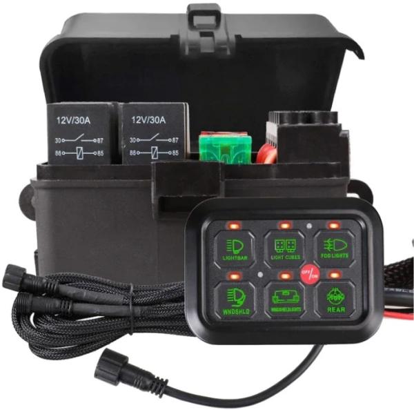 6 Gang 12V Led Switch Panel RGB Kit Automatic Dimmable Universal Light Bar Controller With APP