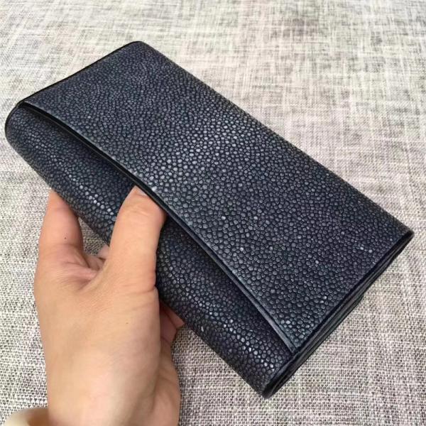 Authentic Smooth Stingray Skin Lady Large Wallet Genuine Leather Female Clutch Coin Purse Women Long Card Holders