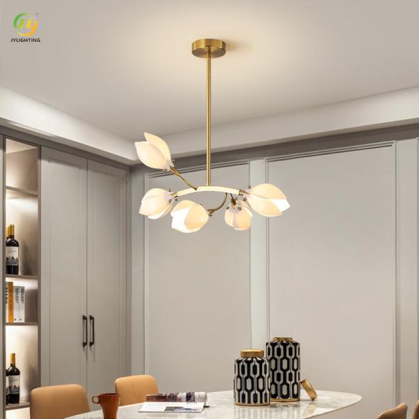 JYLIGHTING Diseño de sala de estar de lujo estilo crema francés, lámpara colgante moderna de alta gama con capullo de magnolia para dormitorio