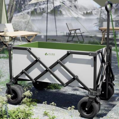 Steel Frame Hand Pulled Foldable Utility Wagon 150 Lbs Camping Cart Wagon Oxford Fabric