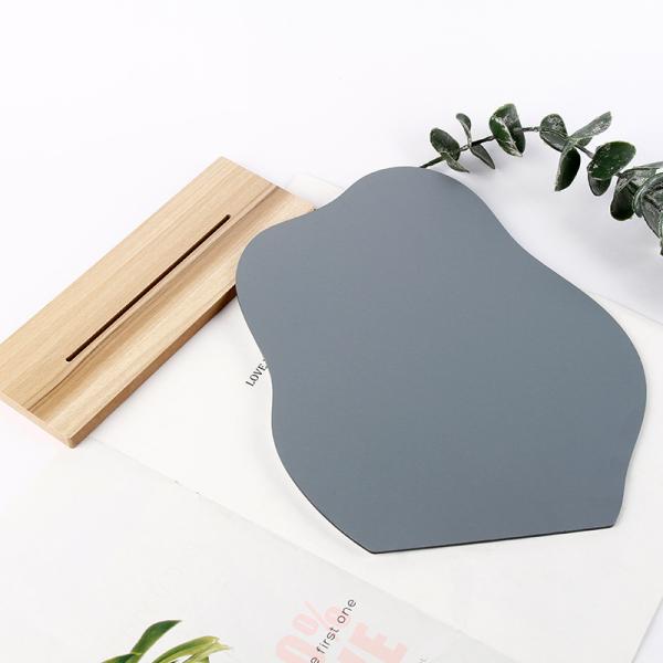 Curvy Portable Lighted Makeup Mirror Wood Stand For Vanity