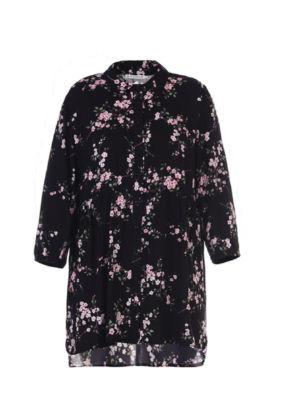 Ladies Mid Length Shirt Blouse Casual Style With Half Sleeve In Chiffon Print