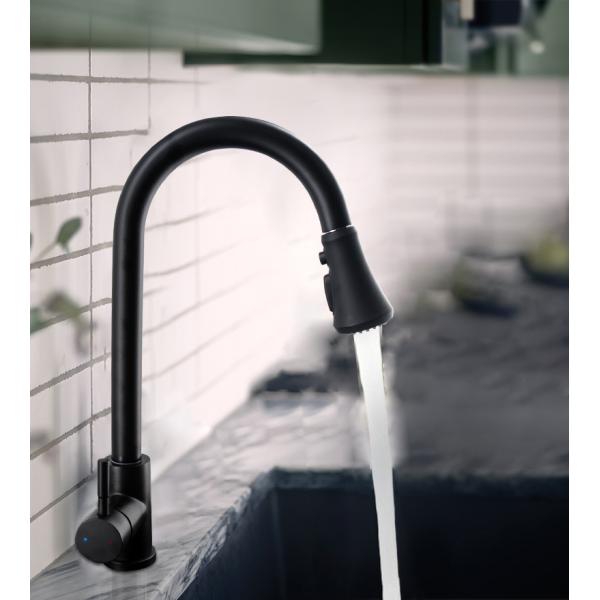 Stainless Steel Spray Matt Black Kitchen Faucet