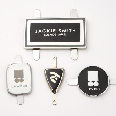 Triangles Shape Metal Label With Embossed Laser Logo Fashion Style 1 Color Print Method
