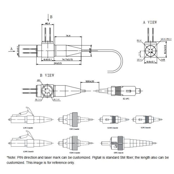 1.5G CATV WDM BOSA LC SC ST FC APC Pigtail TX 1550nm RX 1310nm