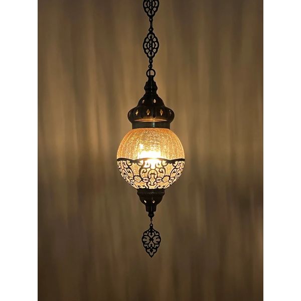 Light brown handmade glass Pendant lamp Moroccan bedroom bedside chandelier (WH-DC-76)