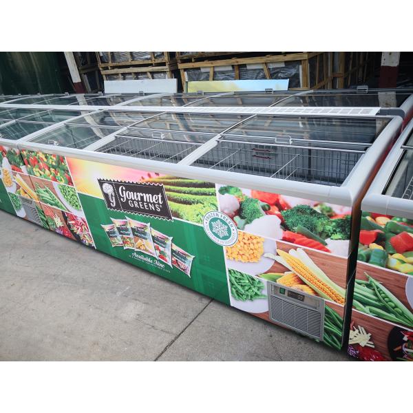 Сползая стеклянный замораживатель острова двери 850L открытый верхний с изготовленный на заказ клеймить