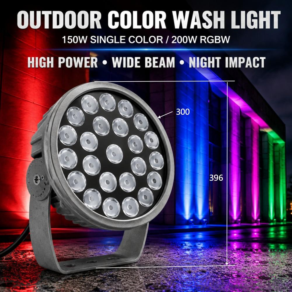 DMX512 RGBW Outdoor LED Flood Light IP65 Waterproof Adjustable Spotlight for Landscape & Facade Lighting