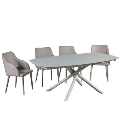 Expandable Luxury Modern Dining Table Set Multifunctional Marble Material