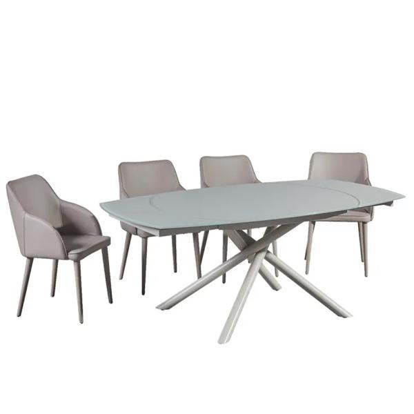 Expandable Luxury Modern Dining Table Set Multifunctional Marble Material